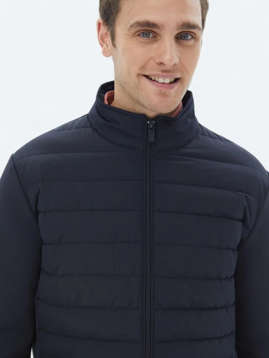 Navy Blue Weaving Coat - 6
