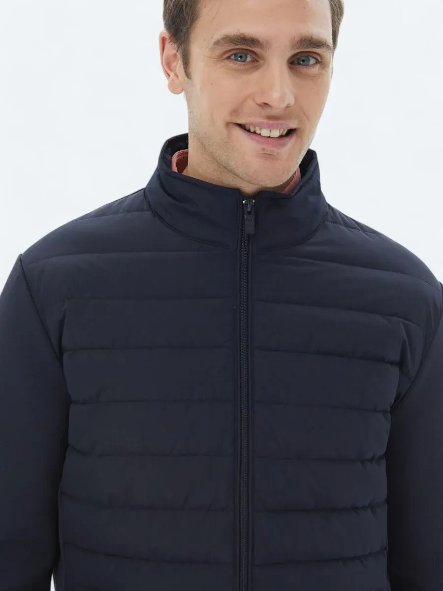 Navy Blue Weaving Coat - 6