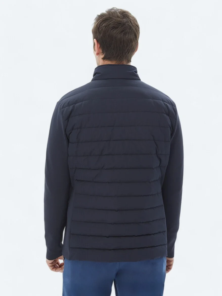 Navy Blue Weaving Coat - 7