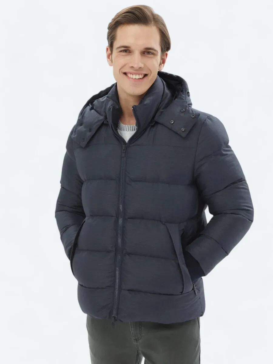 Navy Blue Weaving Coat - 1