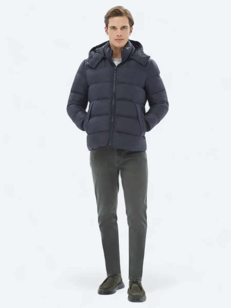 Navy Blue Weaving Coat - 2