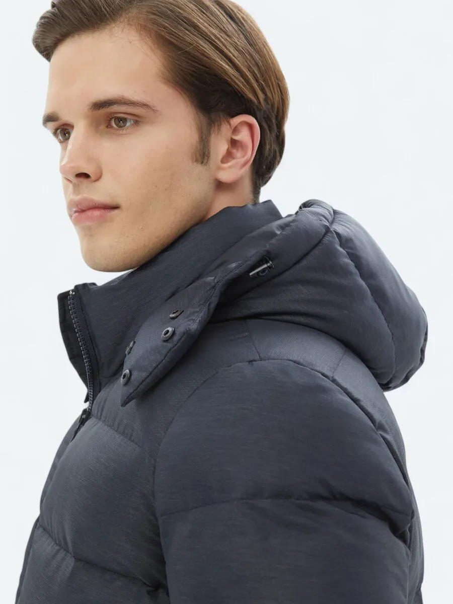 Navy Blue Weaving Coat - 4