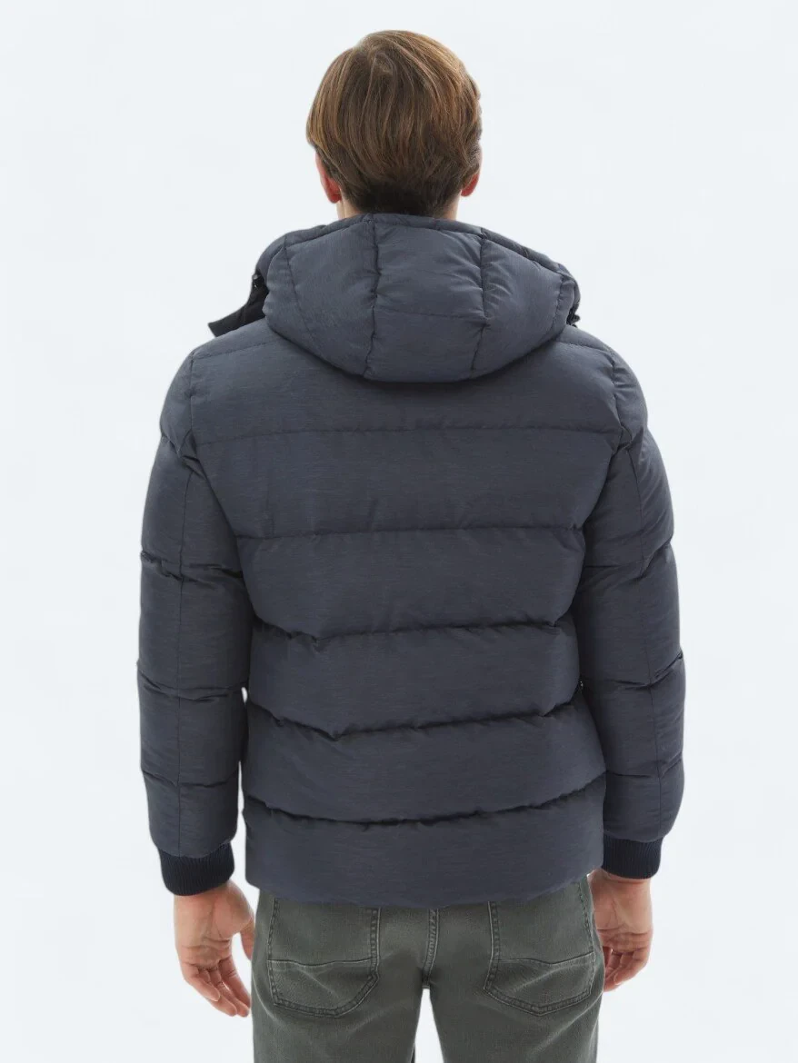 Navy Blue Weaving Coat - 6