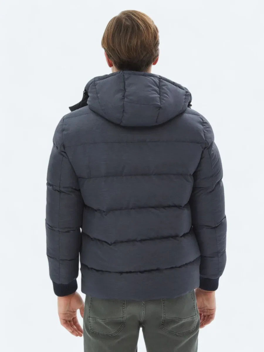 Navy Blue Weaving Coat - 6