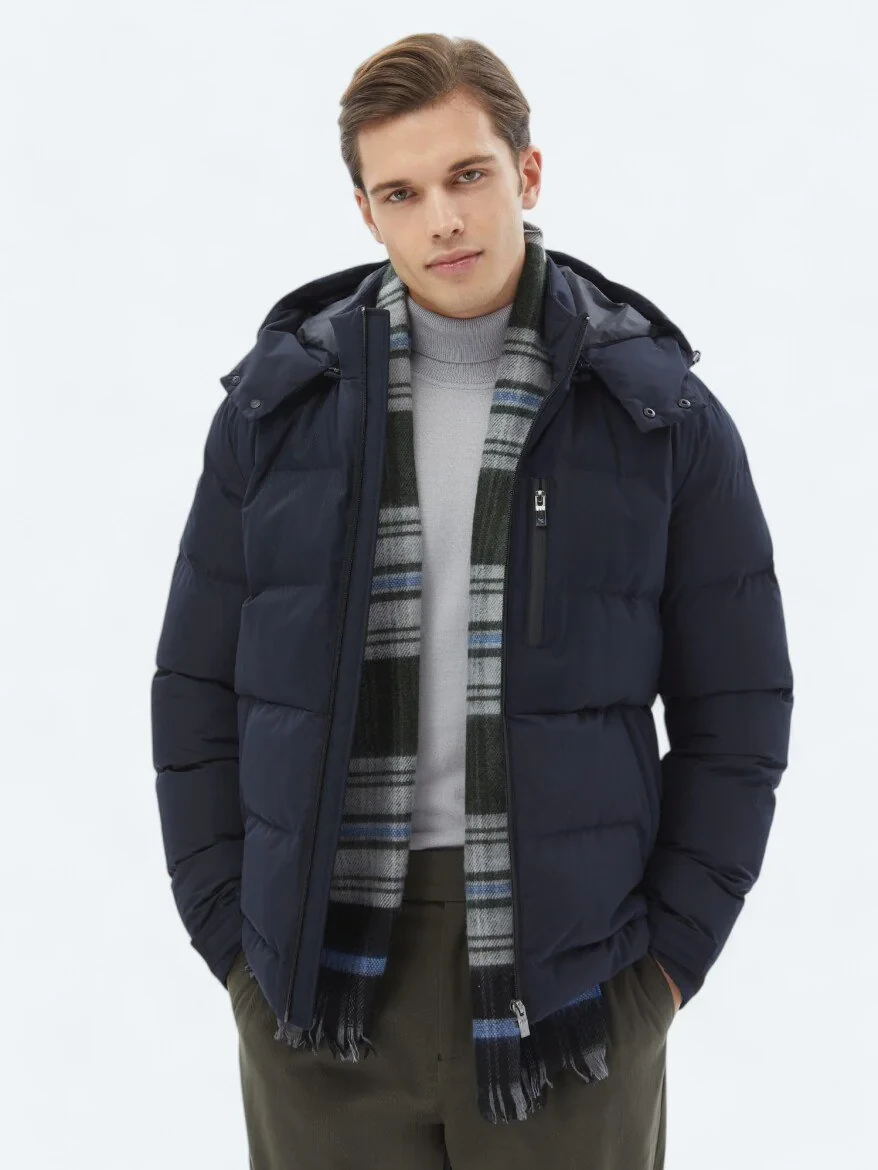 Navy Blue Weaving Coat - 1