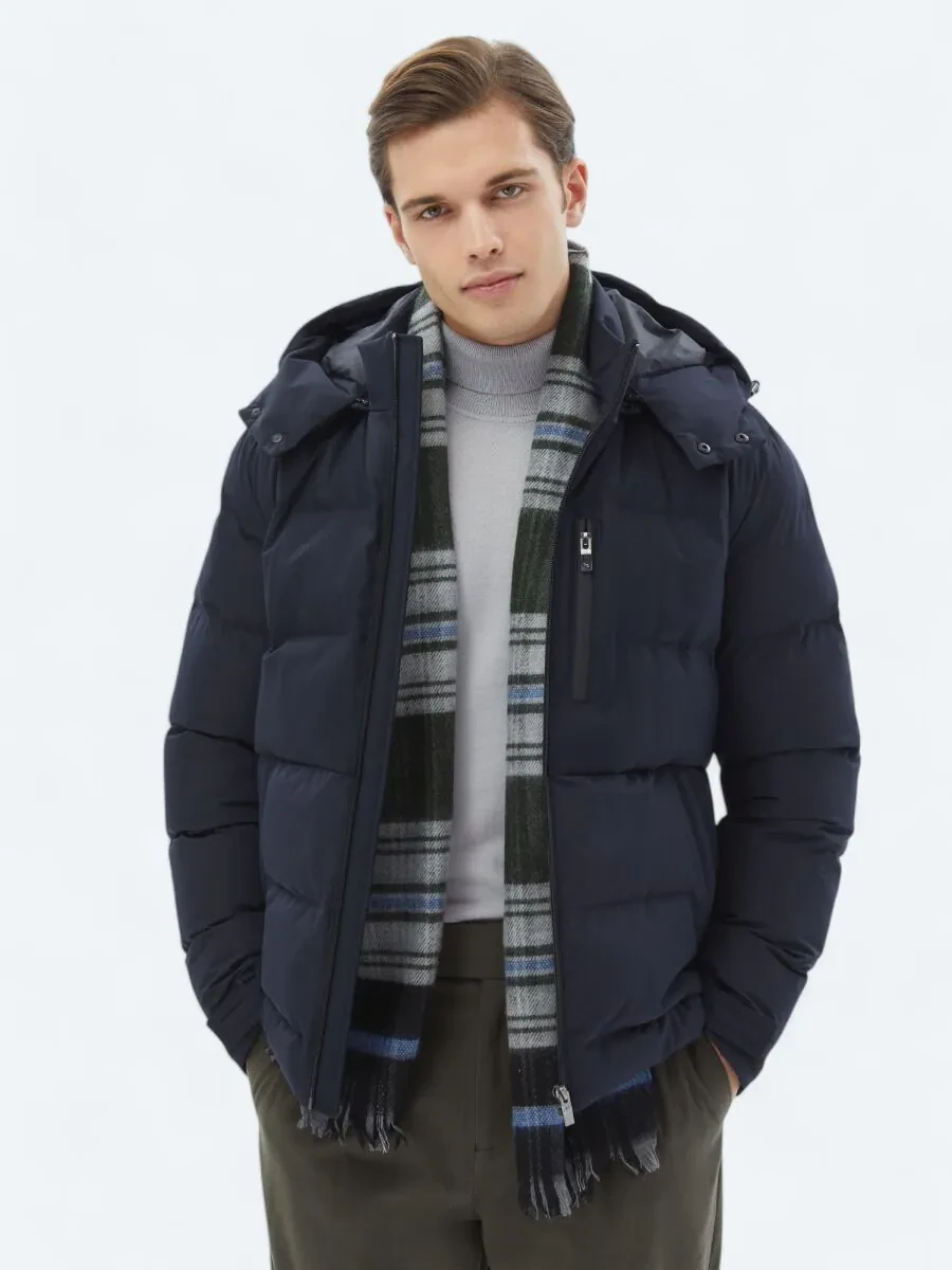 Navy Blue Weaving Coat - 1