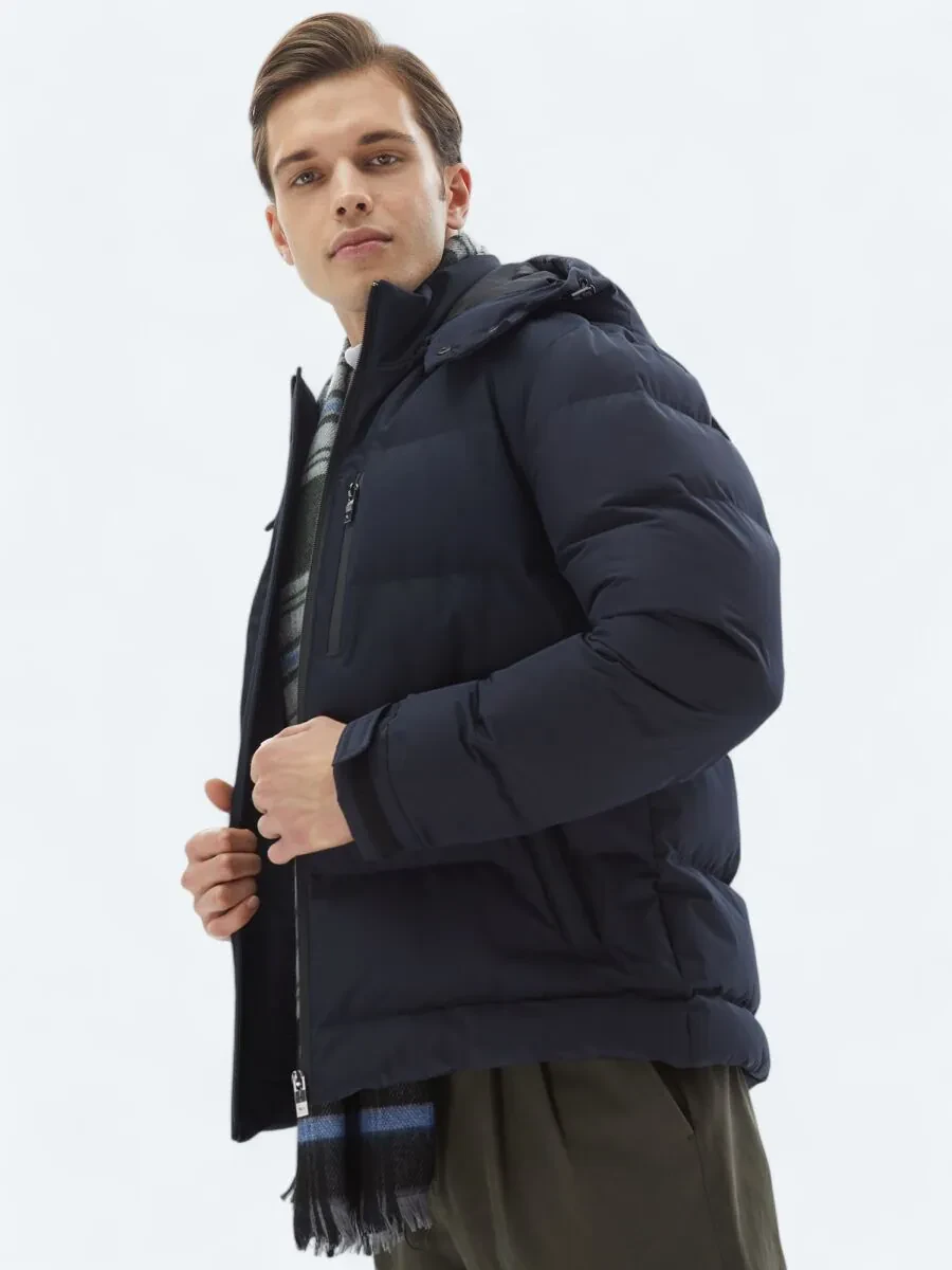 Navy Blue Weaving Coat - 3