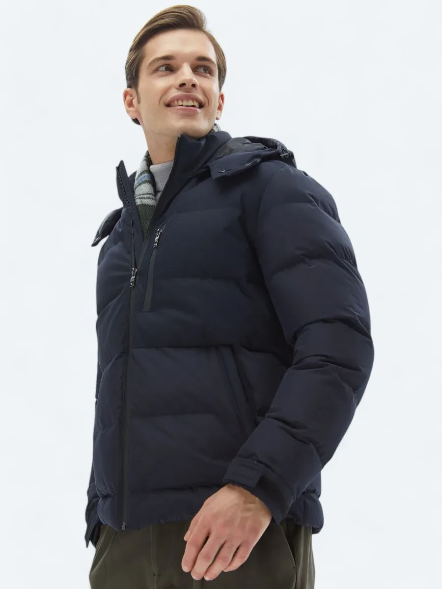 Navy Blue Weaving Coat - 4