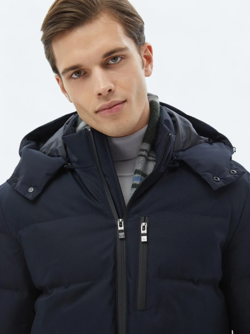 Navy Blue Weaving Coat - 5