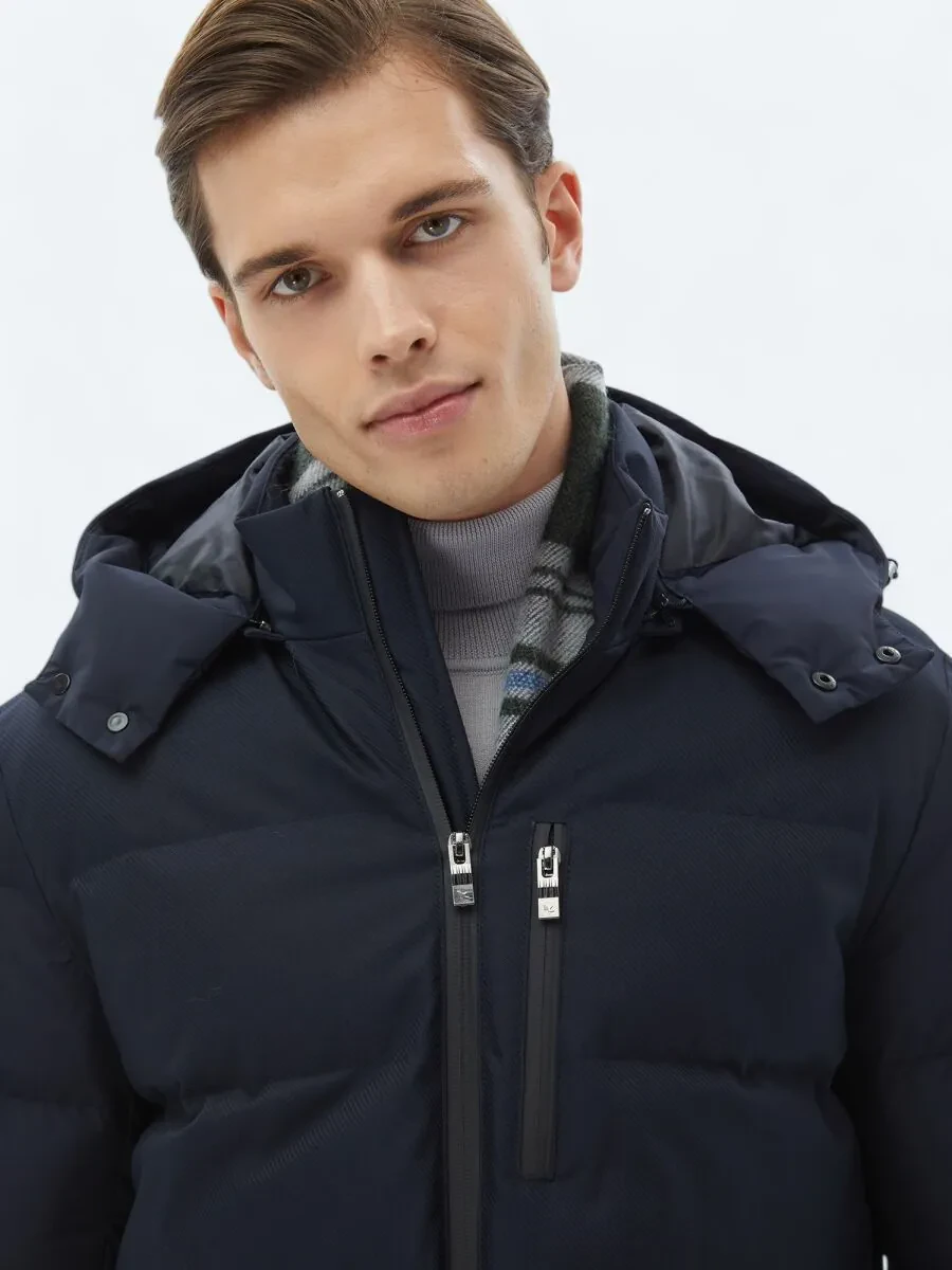 Navy Blue Weaving Coat - 5