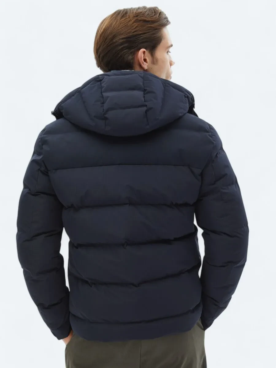 Navy Blue Weaving Coat - 6