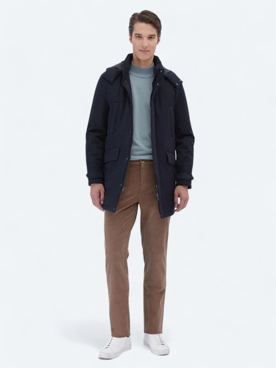 Navy Blue Weaving Coat - 2
