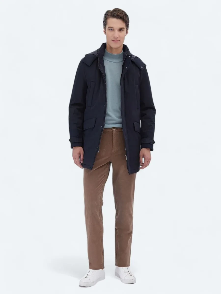 Navy Blue Weaving Coat - 2