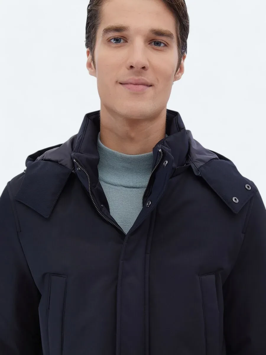 Navy Blue Weaving Coat - 4