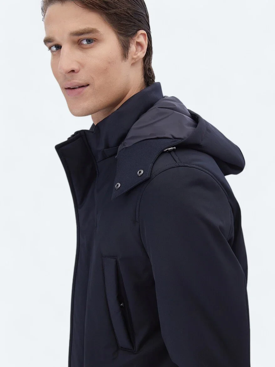 Navy Blue Weaving Coat - 5