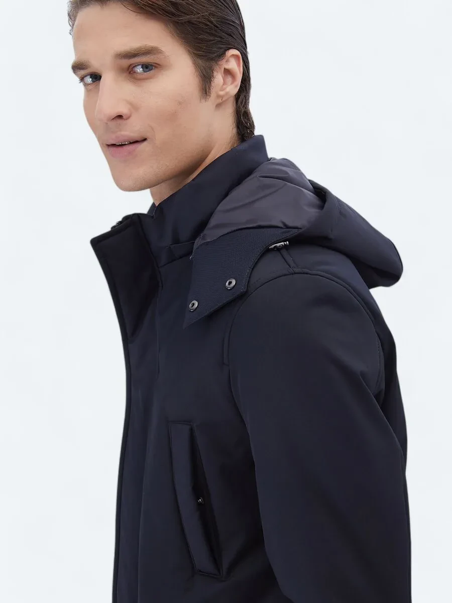 Navy Blue Weaving Coat - 5