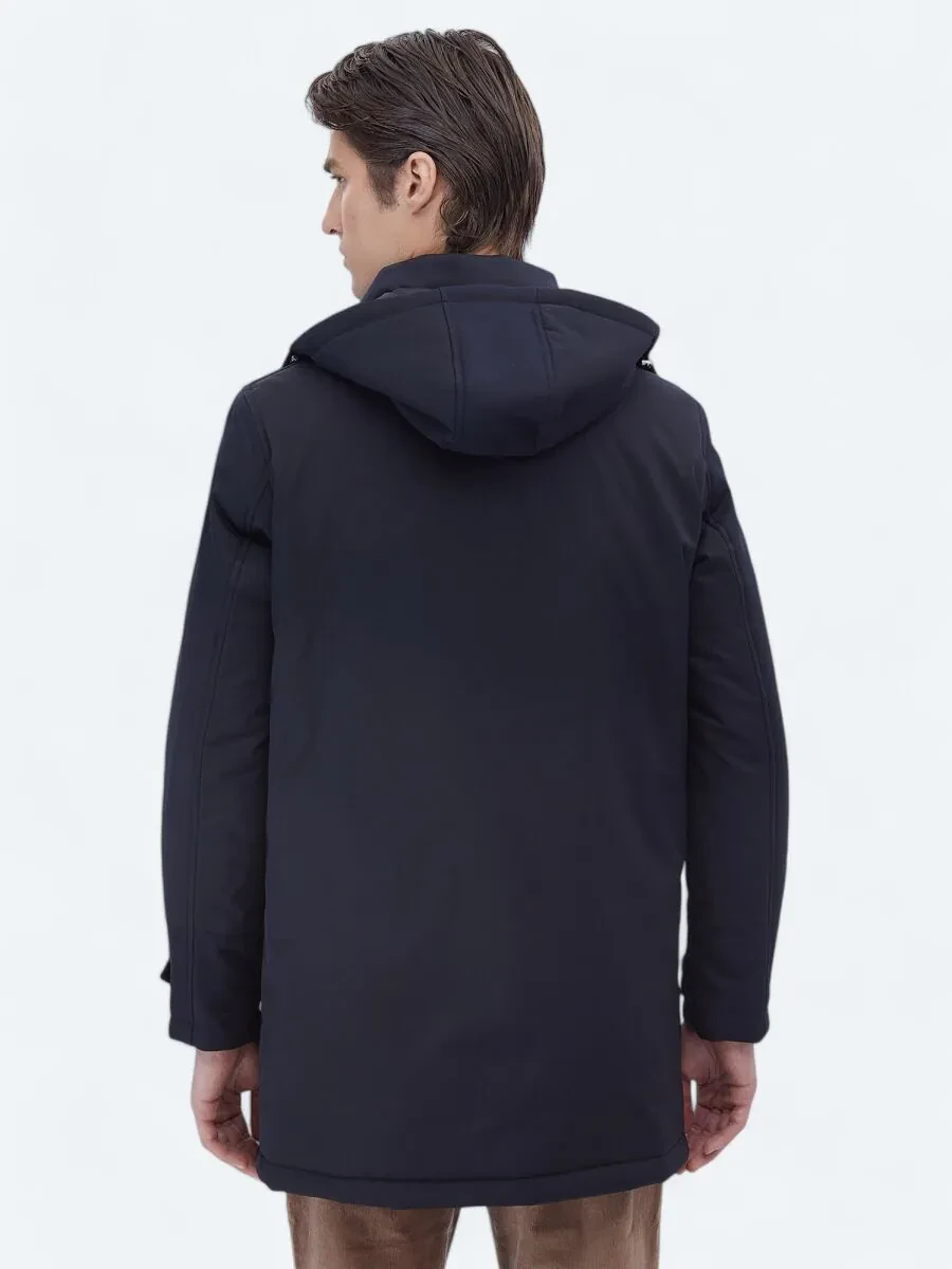 Navy Blue Weaving Coat - 8