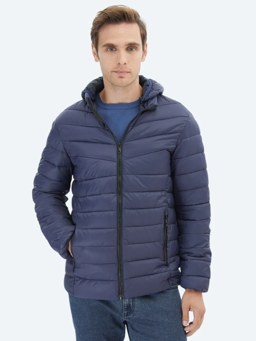 Navy Blue Weaving Coat - 1
