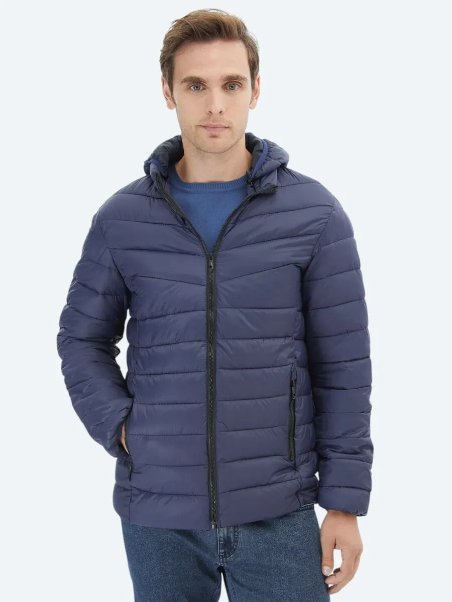 Navy Blue Weaving Coat - 1