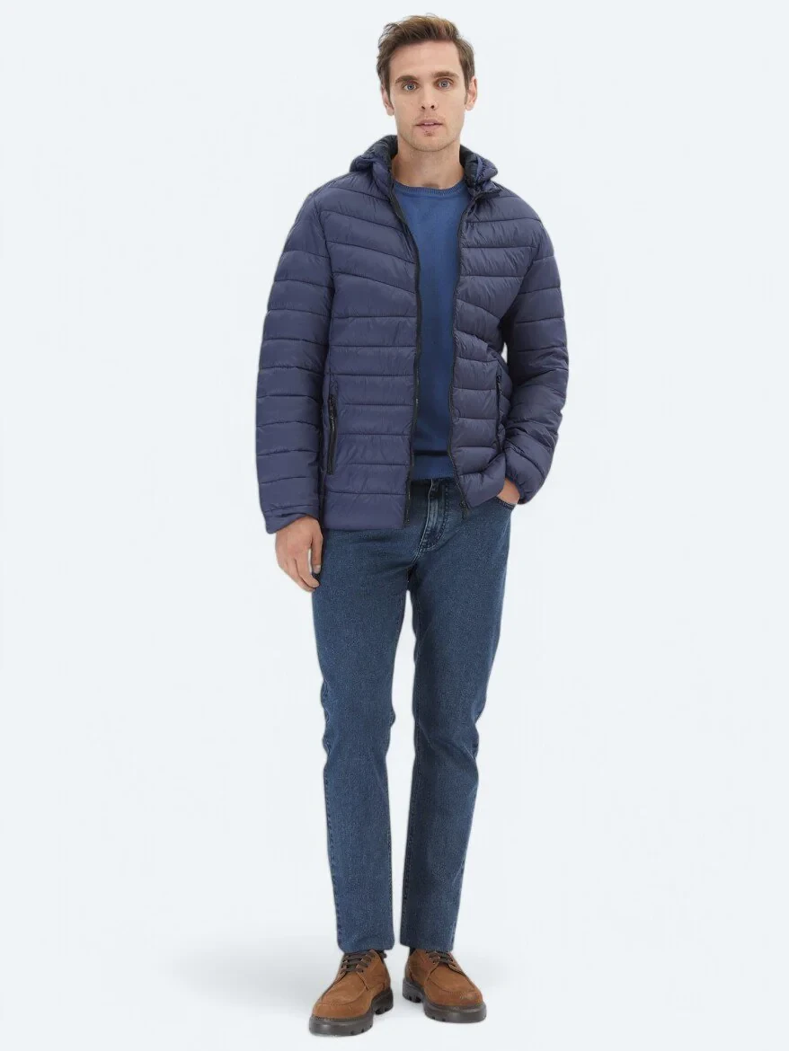 Navy Blue Weaving Coat - 2