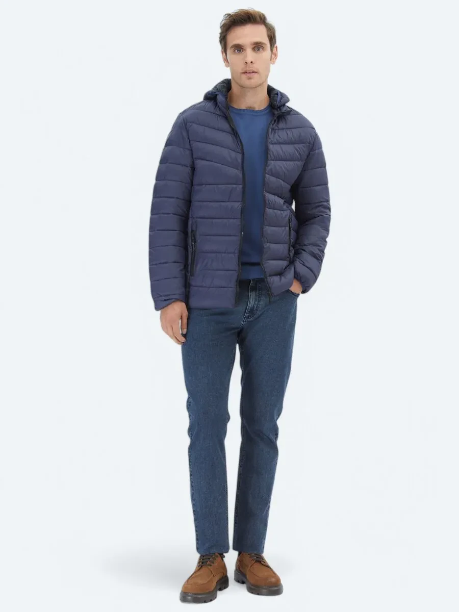 Navy Blue Weaving Coat - 2