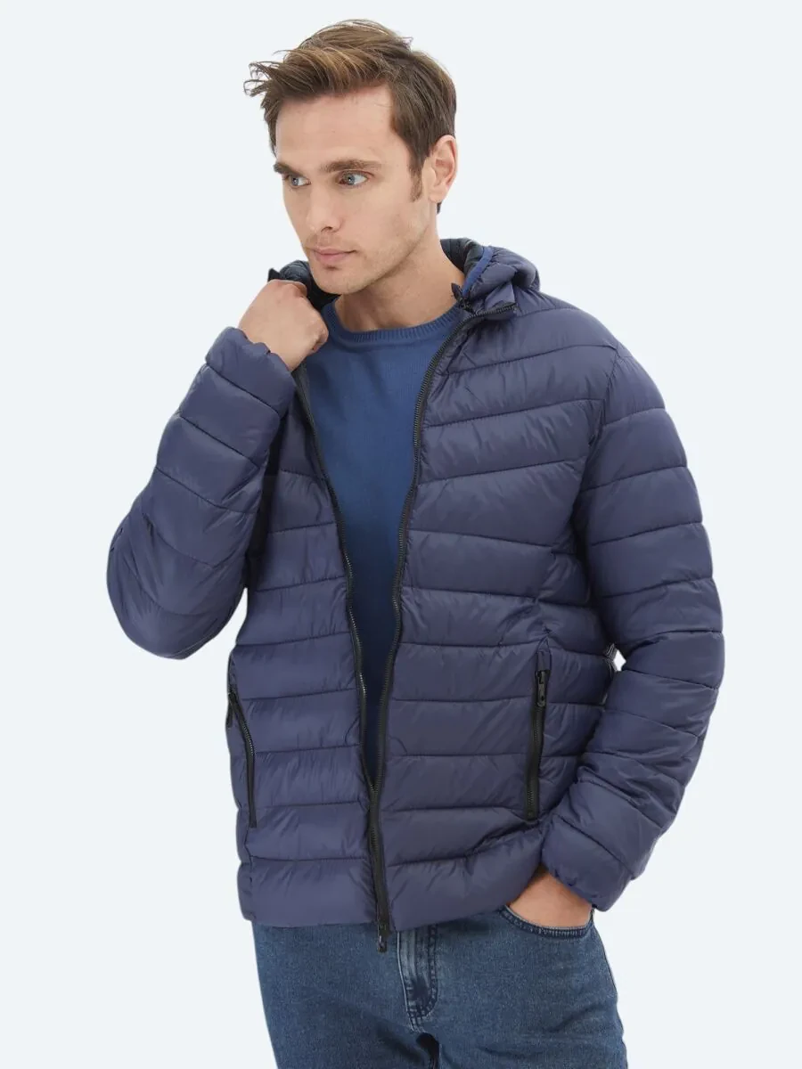 Navy Blue Weaving Coat - 3