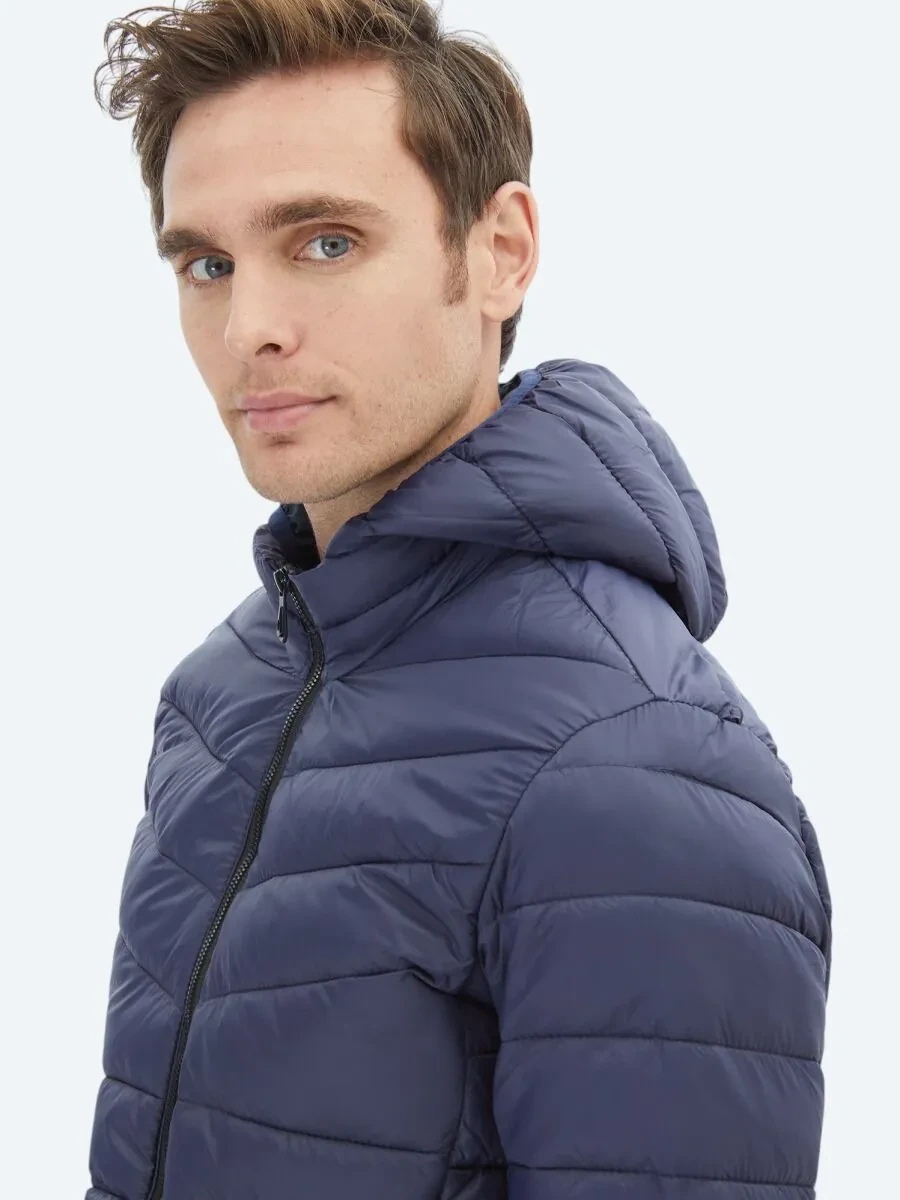 Navy Blue Weaving Coat - 5