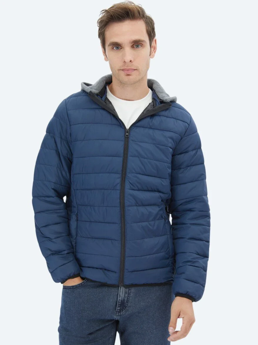 Navy Blue Weaving Coat - 1