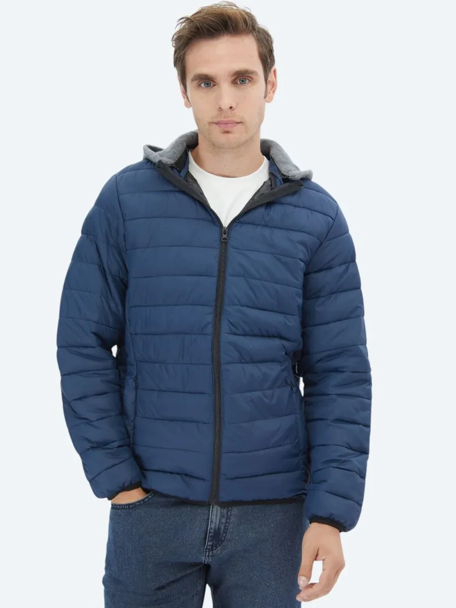 Navy Blue Weaving Coat - 1