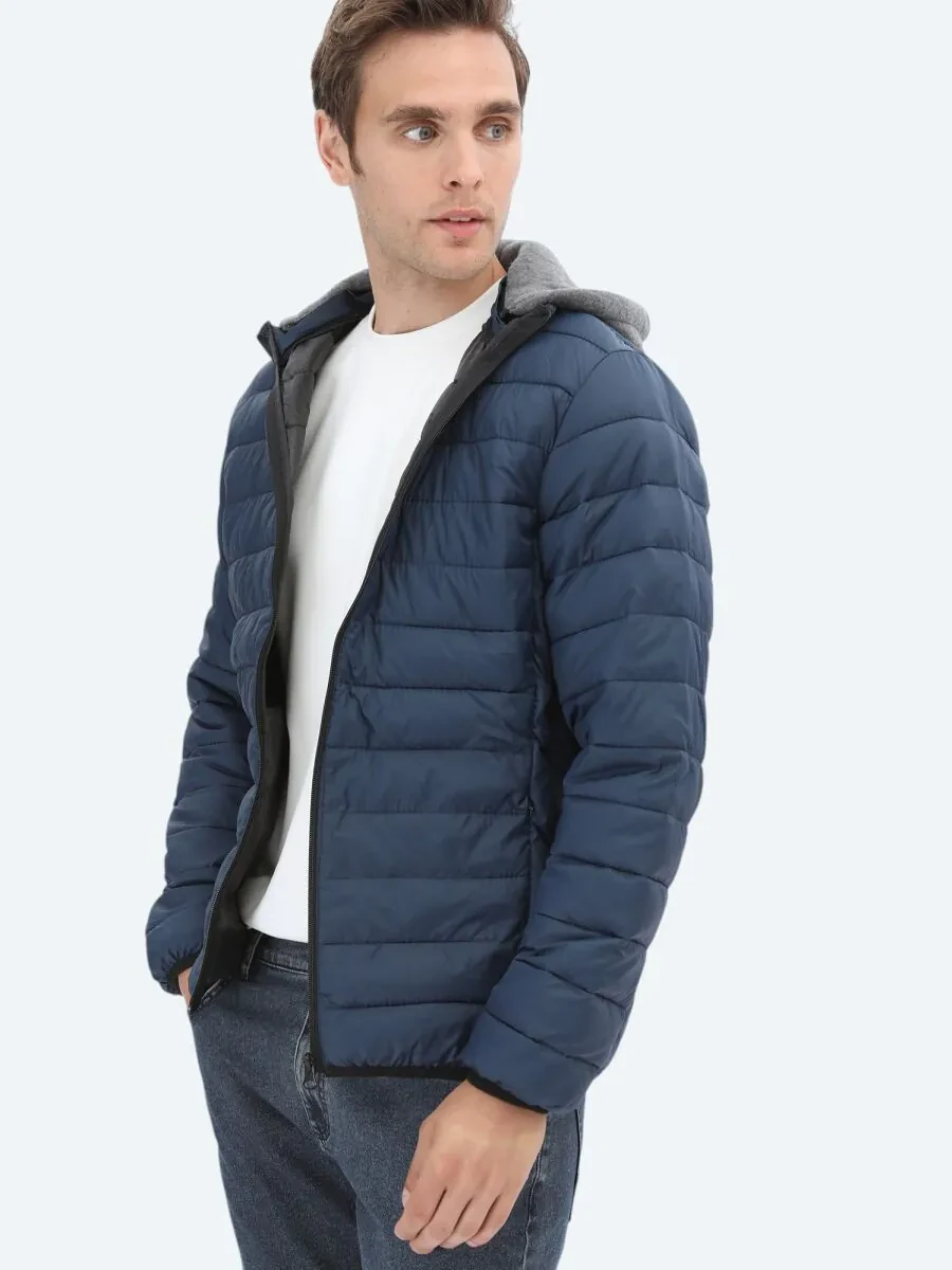 Navy Blue Weaving Coat - 3