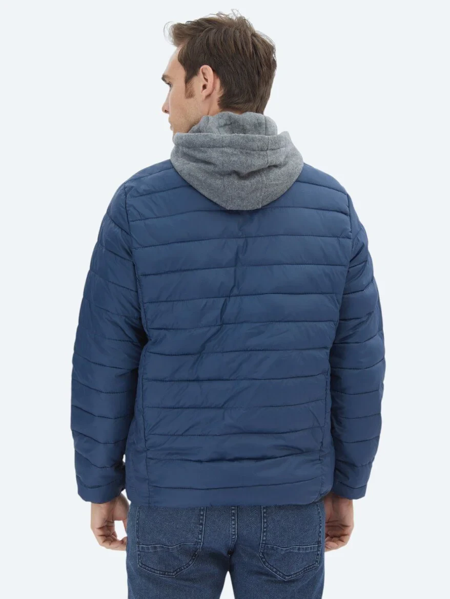Navy Blue Weaving Coat - 6
