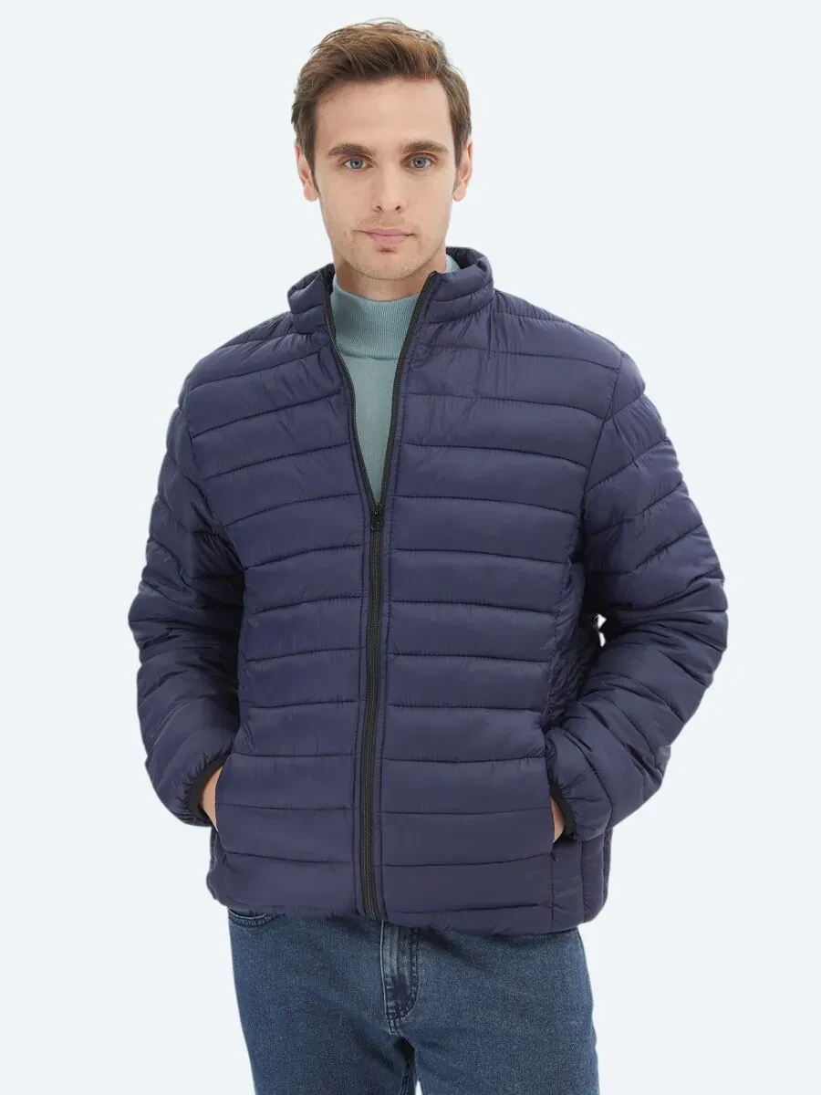 Navy Blue Weaving Coat - 1