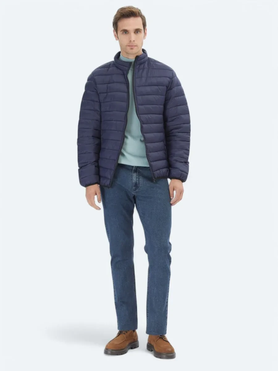 Navy Blue Weaving Coat - 2