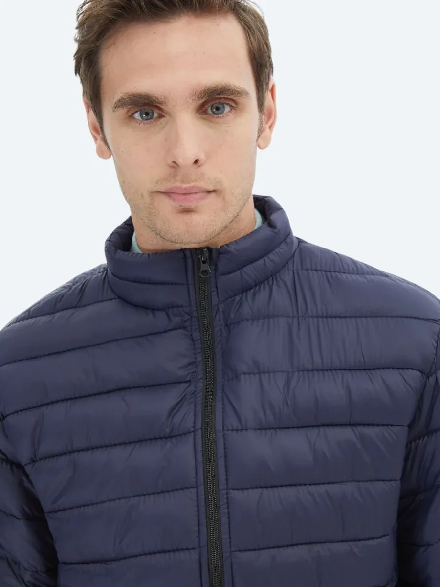 Navy Blue Weaving Coat - 4