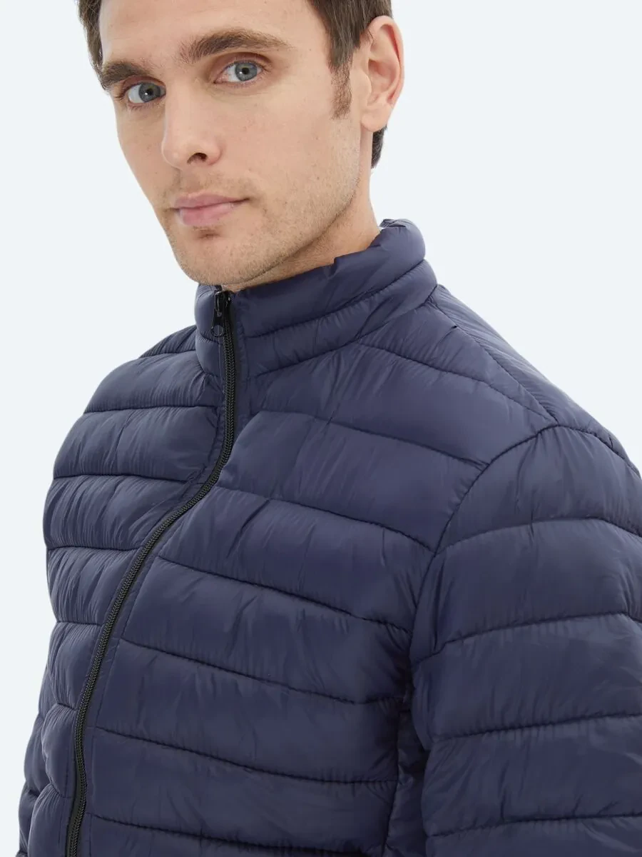 Navy Blue Weaving Coat - 5
