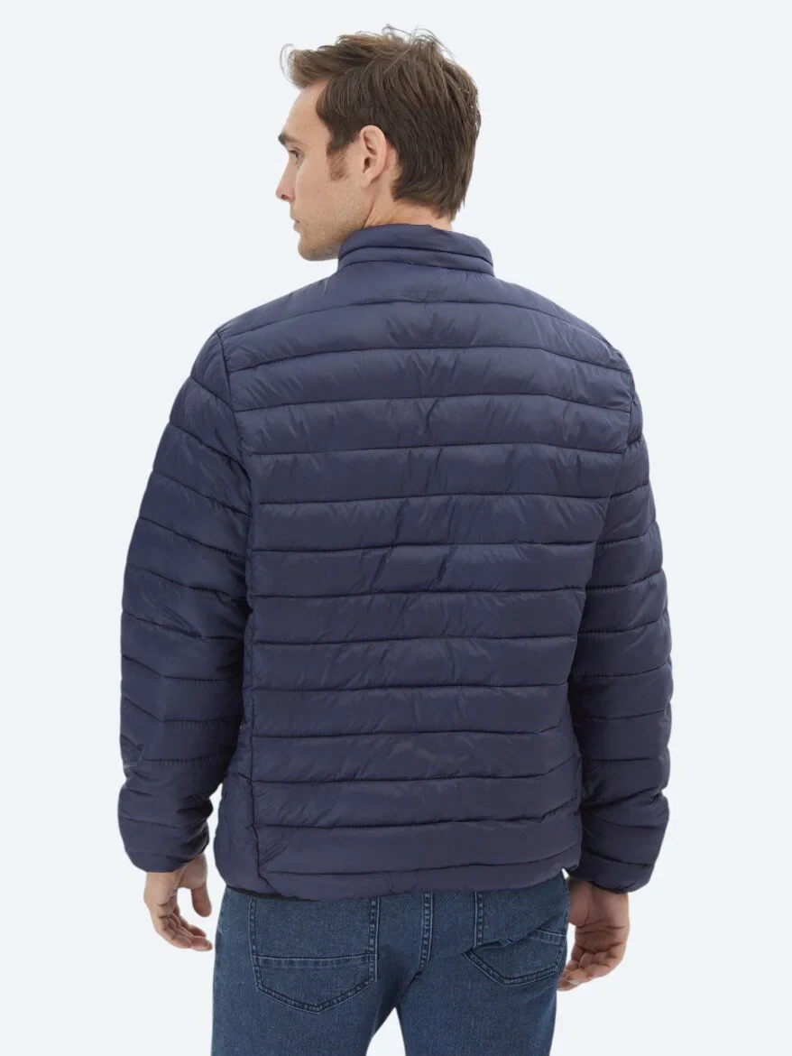 Navy Blue Weaving Coat - 6
