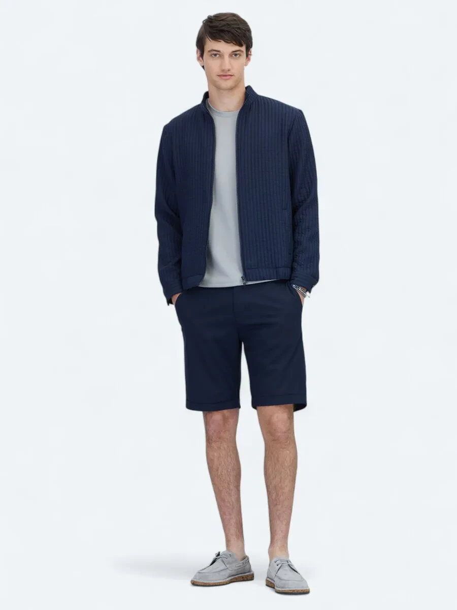 Navy Blue Weaving Coat - 2
