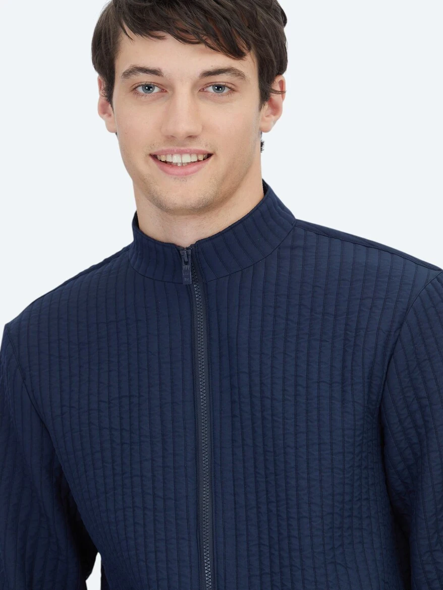 Navy Blue Weaving Coat 