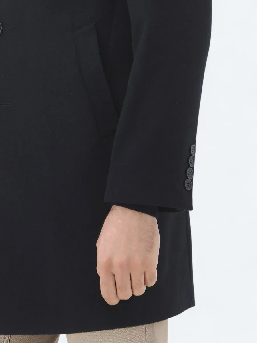 Navy Blue Weaving Overcoat - 8