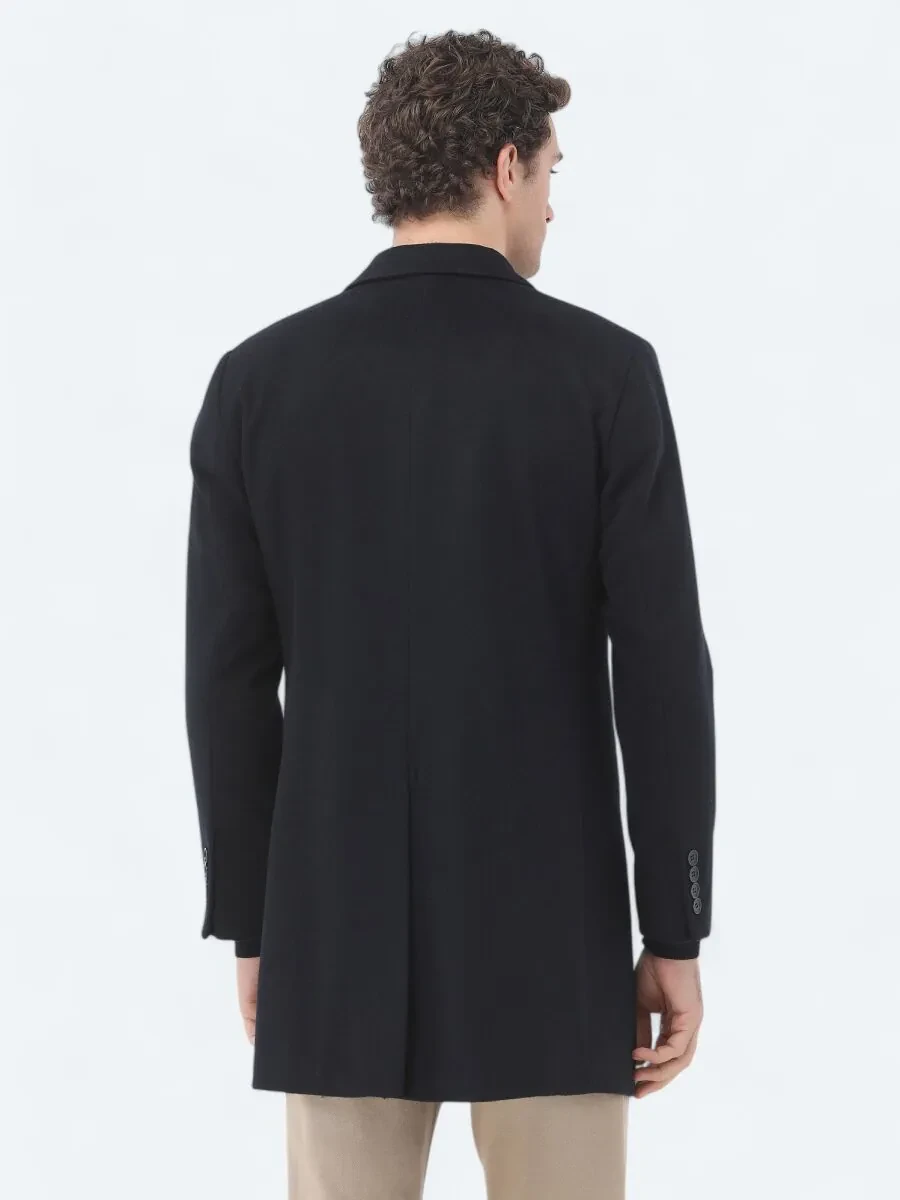 Navy Blue Weaving Overcoat - 10