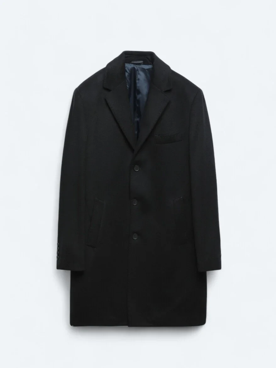 Navy Blue Weaving Overcoat - 11