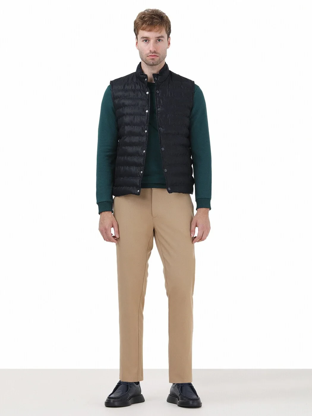 Navy Blue Weaving Puffer Vest - 2