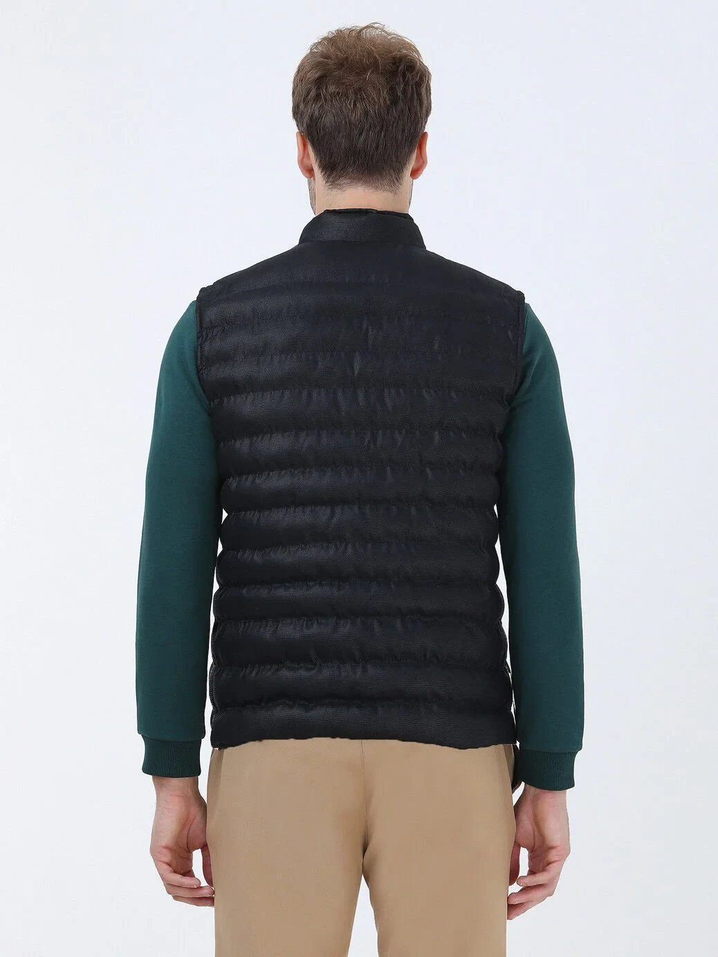Navy Blue Weaving Puffer Vest - 4