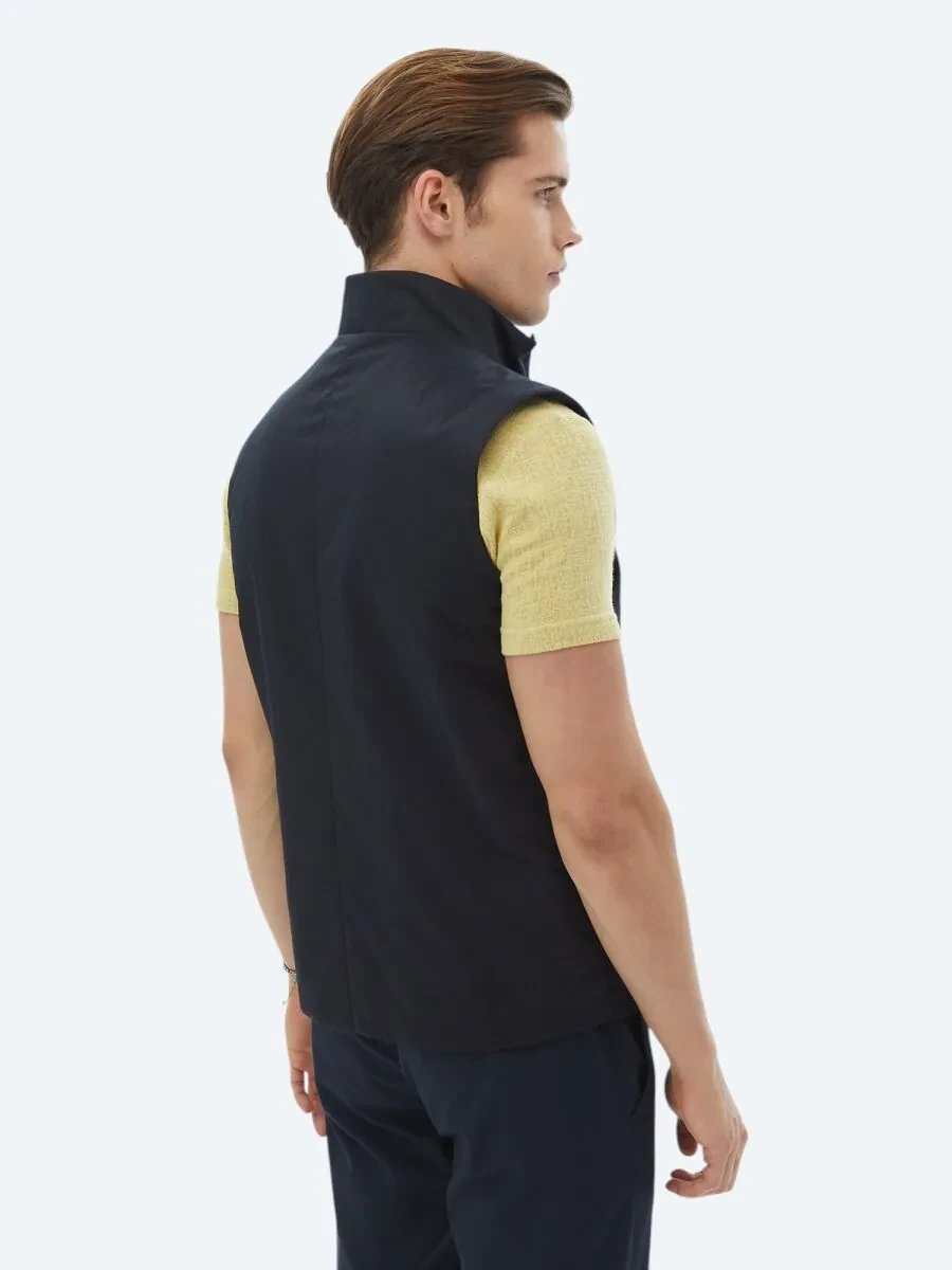 Navy Blue Weaving Puffer Vest - 8