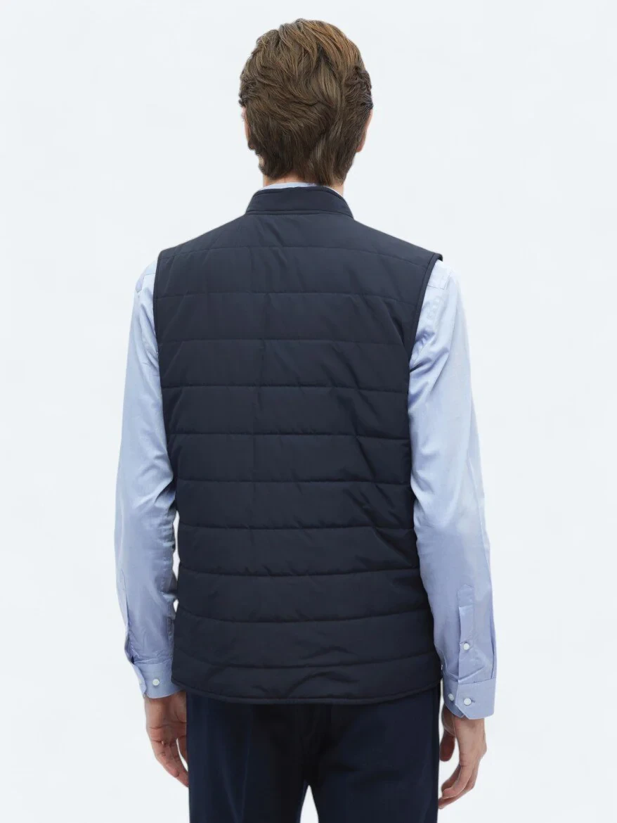 Navy Blue Weaving Puffer Vest - 12