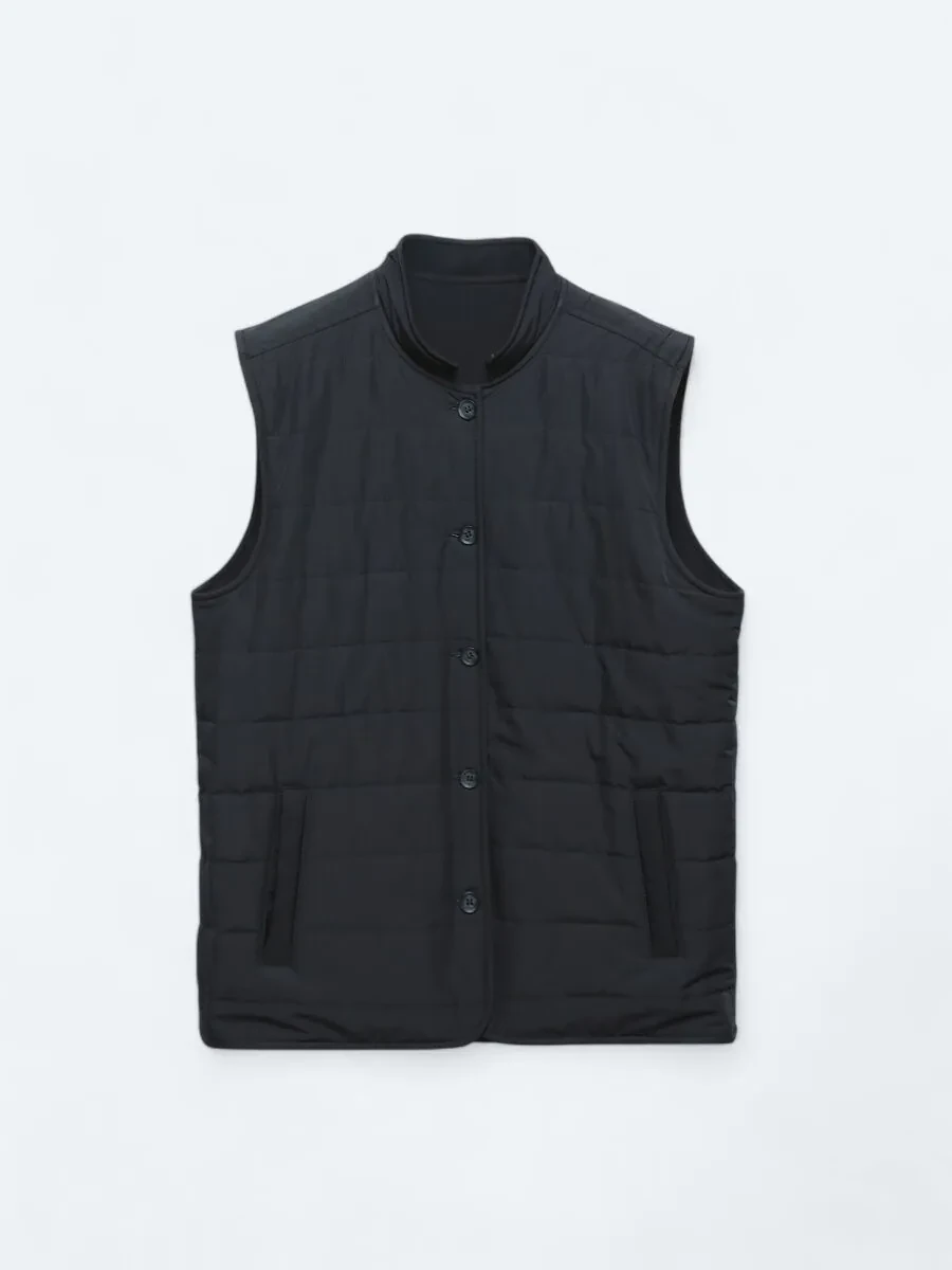 Navy Blue Weaving Puffer Vest - 14