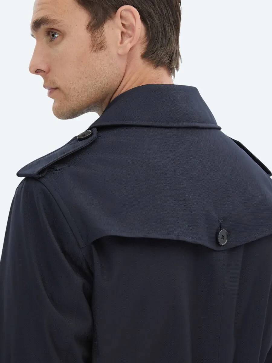 Navy Blue Weaving Rain Coat - 9