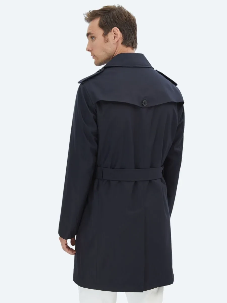 Navy Blue Weaving Rain Coat - 10