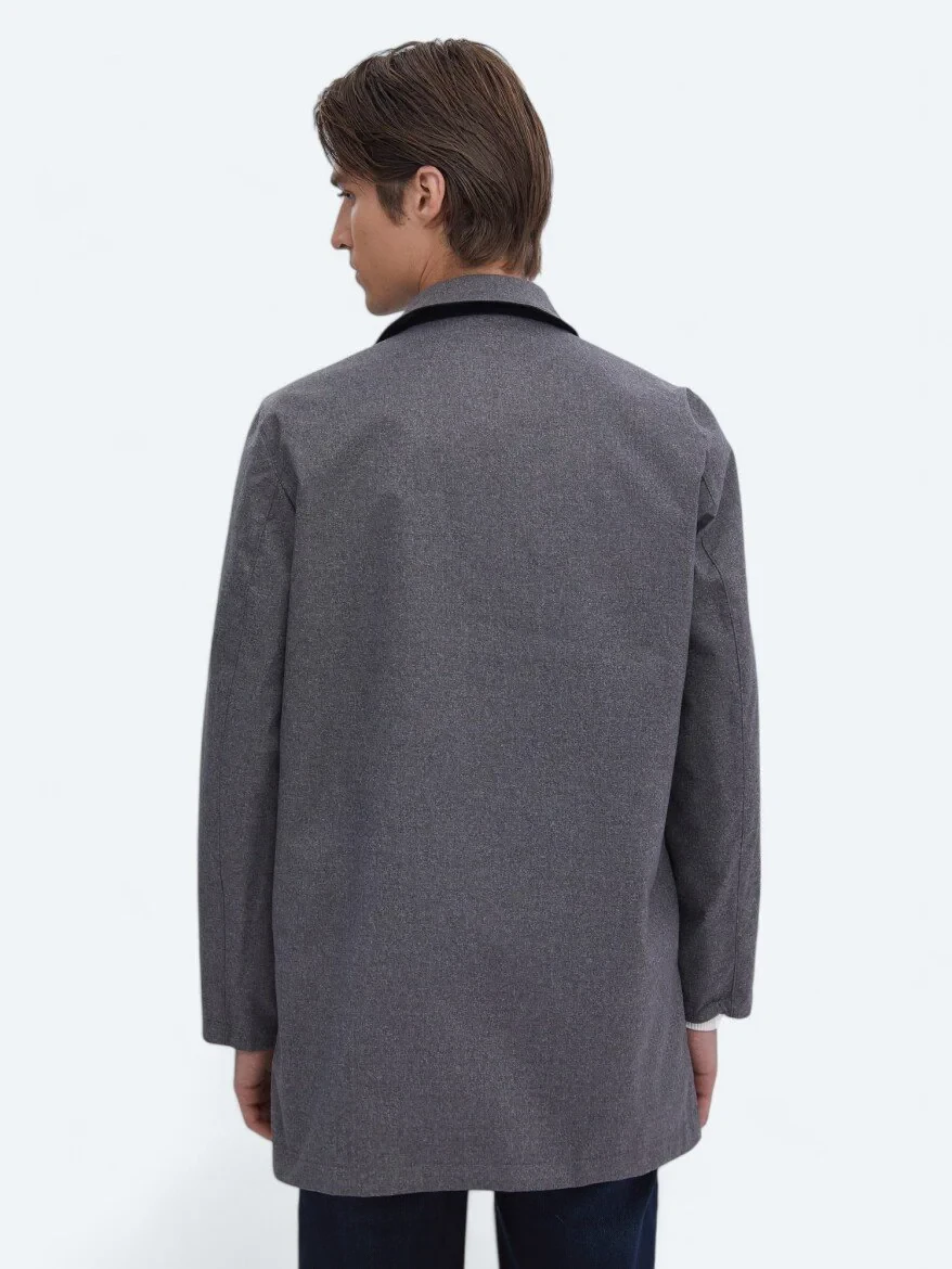 Navy Blue Weaving Rain Coat - 7