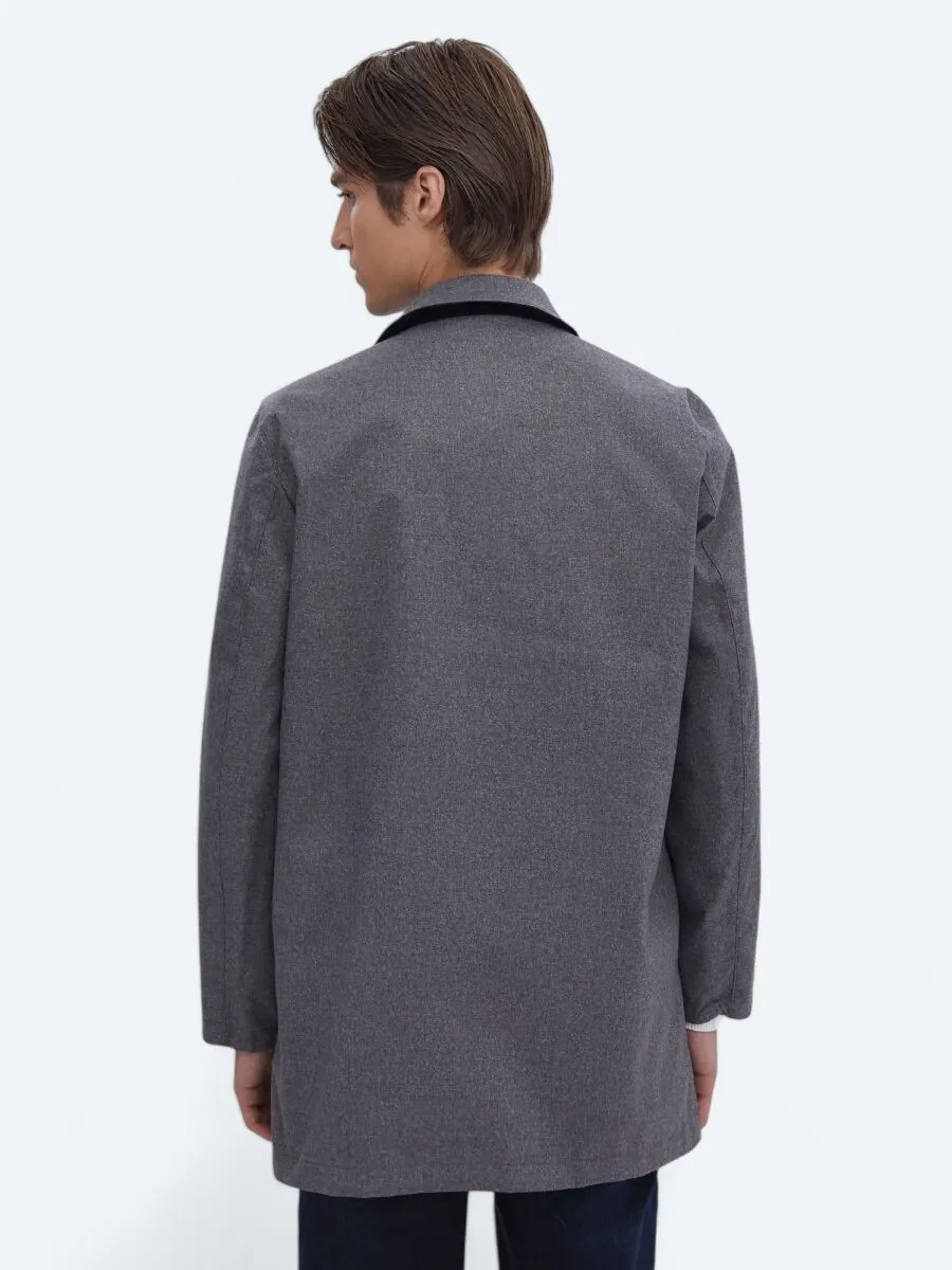 Navy Blue Weaving Rain Coat - 7